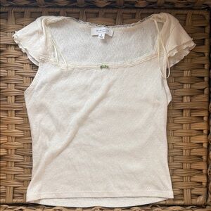 Cream Lace Trim Sleep/Lounge Top Size S